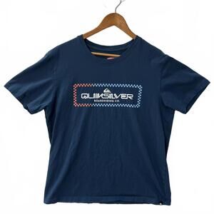 Vintage Quiksilver Short Sleeve Men's‎ XL Cotton Navy with Logo